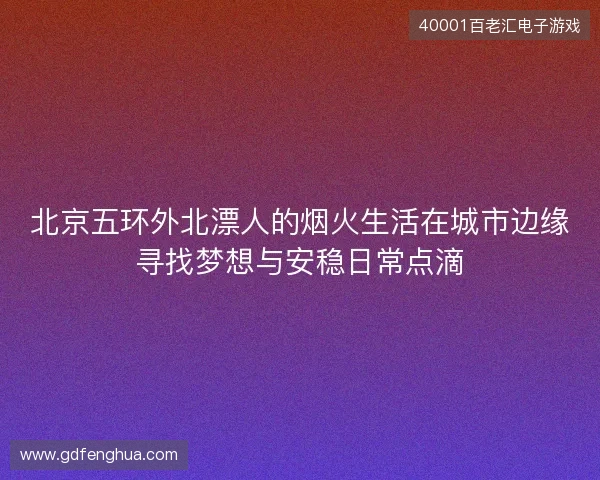 北京五环外北漂人的烟火生活在城市边缘寻找梦想与安稳日常点滴